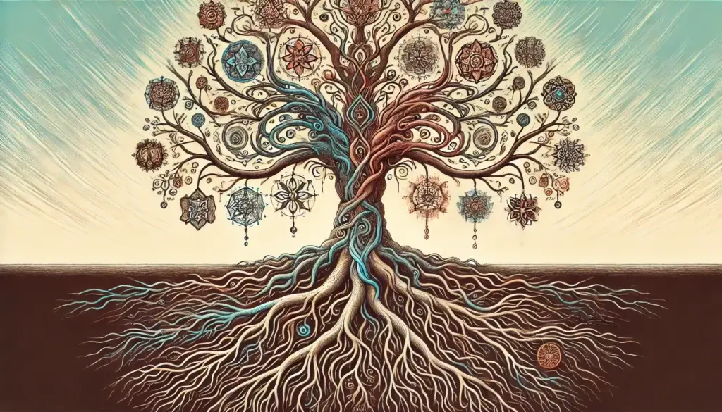 Ein Baum mit tiefen Wurzeln, der symbolisch für die Ursachen emotionale Blockaden steht.